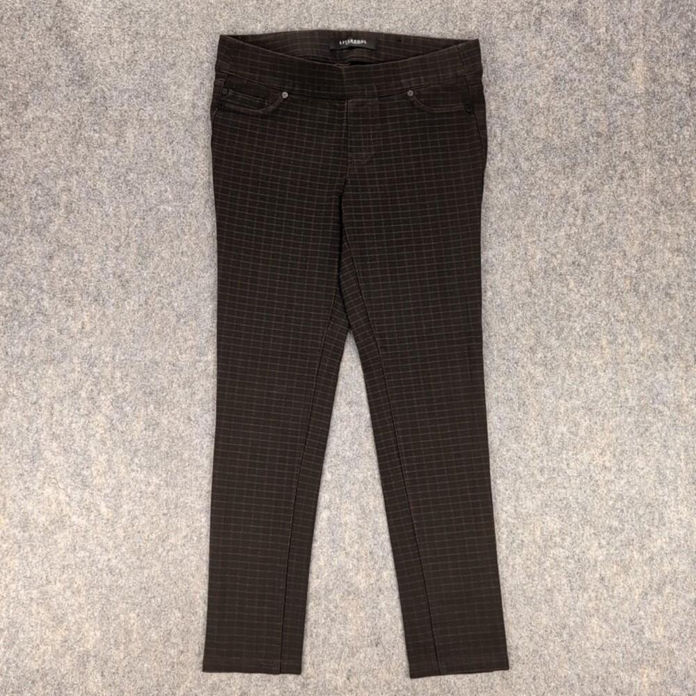 Liverpool Pants Womens 4 Brown Check Ponte Jegging Stretch Work